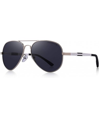 Aviator Men HD Polarized Sunglasses Aluminum Magnesium Driving Sun Glasses S8285 - Silver - CD12HH84NDT $20.56