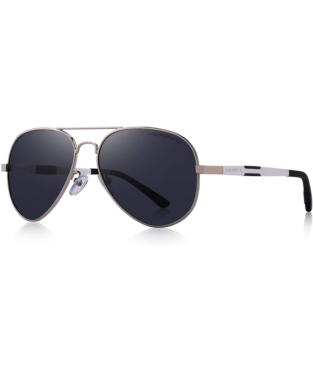 Aviator Men HD Polarized Sunglasses Aluminum Magnesium Driving Sun Glasses S8285 - Silver - CD12HH84NDT $12.68