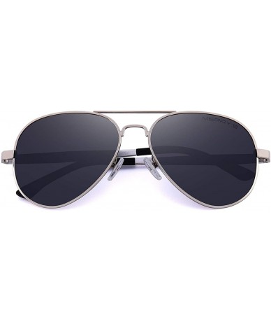 Aviator Men HD Polarized Sunglasses Aluminum Magnesium Driving Sun Glasses S8285 - Silver - CD12HH84NDT $12.68