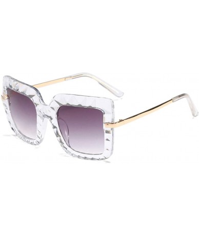 Oversized Women Square Oversize Sunglasses Fashion Half Metal Sun Glasses Female Trending - Transparent Frame - C618O3S6MGR $...