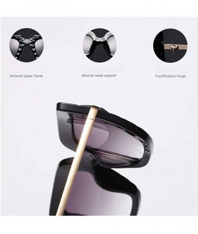 Oversized Women Square Oversize Sunglasses Fashion Half Metal Sun Glasses Female Trending - Transparent Frame - C618O3S6MGR $...