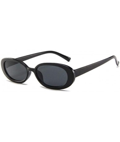 Oval Women Fashion Unique Sun Glasses Oval Shape Frame Sunglasses Sunglasses - Black Gray - CZ18QTMCIXT $18.60