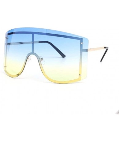 Oversized Oversized Rimless Gradient Shield Sunglasses - Futuristic Shades - Blue/Yellow - C618XQYW0YE $22.18