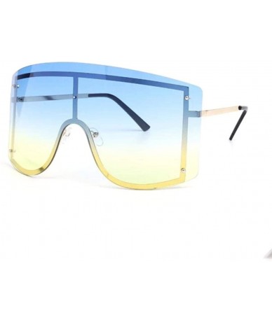 Oversized Oversized Rimless Gradient Shield Sunglasses - Futuristic Shades - Blue/Yellow - C618XQYW0YE $9.34