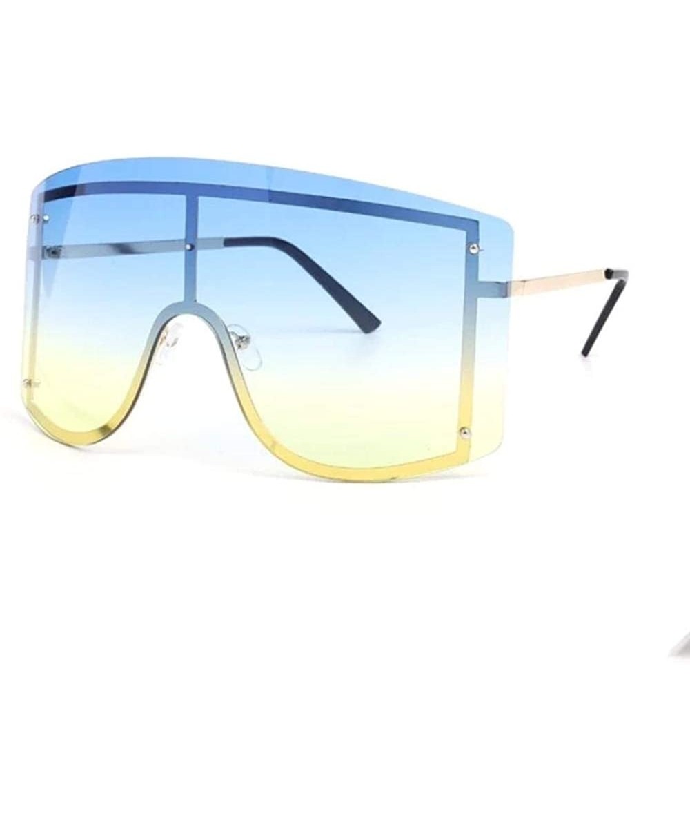 Oversized Oversized Rimless Gradient Shield Sunglasses - Futuristic Shades - Blue/Yellow - C618XQYW0YE $25.69