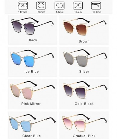 Cat Eye Sunglasses for Women UV400 Protection Travel Driving Sunglasses Cat Eye Metal Frame Personality - Gradual Pink - C318...