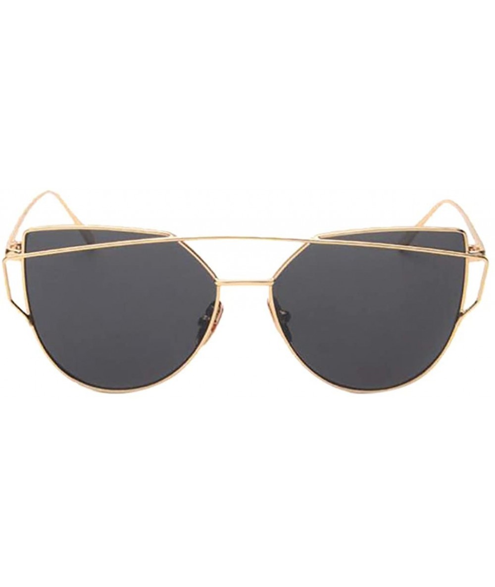 Oversized Fashion Classic Polarized Aviator Glasses for Women Men Metal Frame Mirror Sunglasses Cat Eye Goggles - Gold - CT18...
