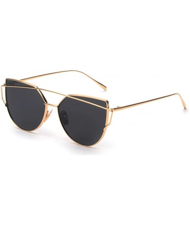 Oversized Fashion Classic Polarized Aviator Glasses for Women Men Metal Frame Mirror Sunglasses Cat Eye Goggles - Gold - CT18...