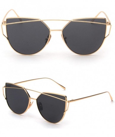 Oversized Fashion Classic Polarized Aviator Glasses for Women Men Metal Frame Mirror Sunglasses Cat Eye Goggles - Gold - CT18...