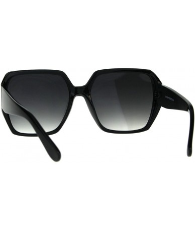 Square Womens Designer Style Sunglasses Oversized Square Retro Chic Fashion UV 400 - Black (Smoke) - C118C54TSWD $15.52