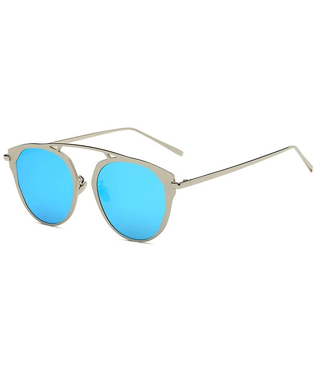 Aviator Women's Metal Fashion Cateye Aviators retro mirror lens Sunglasses - CZ188NNIX3M $12.17