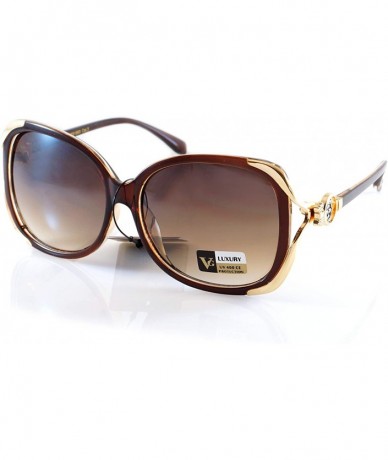 Square Luxury Rhinestone Ribbon Jewel Temple Oversize Butterfly Sunglasses A219 - Brown/ Brown Gr - CF18H8QCMMH $15.35