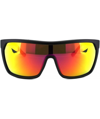 Wayfarer Kush Futuristic Shield Oversized Gangster Reflective Color Mirror Sunglasses - Black Red Fuchsia - CJ11YW51PQ9 $11.30
