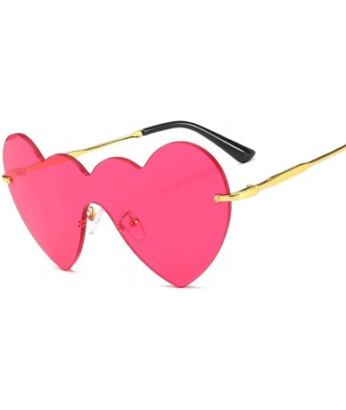Goggle Fashion One Piece Love Heart Lens Sunglasses Women Transparent Plastic Glasses Style Sun Clear Lady - Brown - CQ198ZQH...