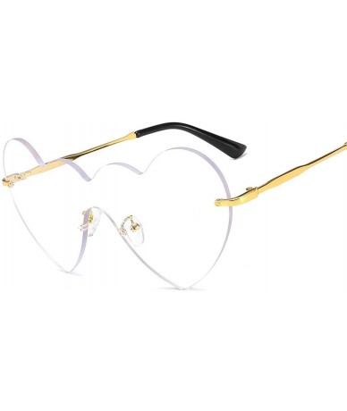 Goggle Fashion One Piece Love Heart Lens Sunglasses Women Transparent Plastic Glasses Style Sun Clear Lady - Brown - CQ198ZQH...
