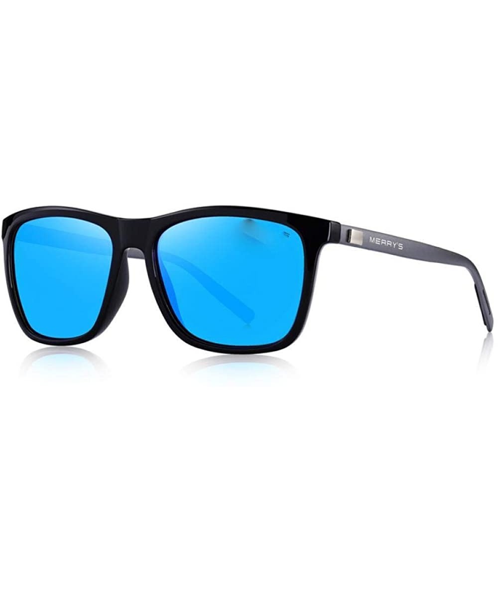 Aviator DESIGN Men Women Classic Square Polarized Sunglasses Aluminum Legs C01 Black - C04 Blue - CS18XE06SL0 $15.88