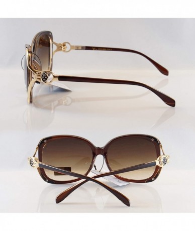 Square Luxury Rhinestone Ribbon Jewel Temple Oversize Butterfly Sunglasses A219 - Brown/ Brown Gr - CF18H8QCMMH $15.35