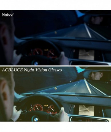 Square Night Driving Glasses for Men and Women-Polarized HD Night Vision Glasses-Anti Glare Yellow Lens - Black Square - C318...