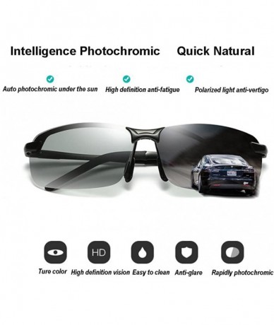 Semi-rimless Polarized Photochromic Semi Frame Lens Day and Night Photosensitive Driving Sunglasses - Gun Grey - C2185NXNN5R ...