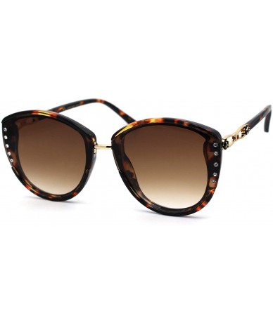 Butterfly Womens Sparkling Rhinestone Trim Butterfly Fashion Sunglasses - Tortoise Brown - C6194MMCCXU $10.06