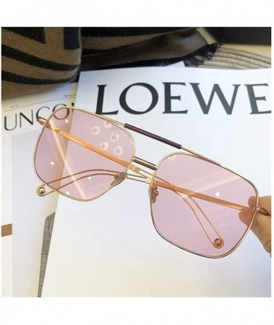 Square Special Square Sunglasses for Women Metal Flat Top Sun Glasses For Driving UV400 - Pink - CD1903444AL $11.58
