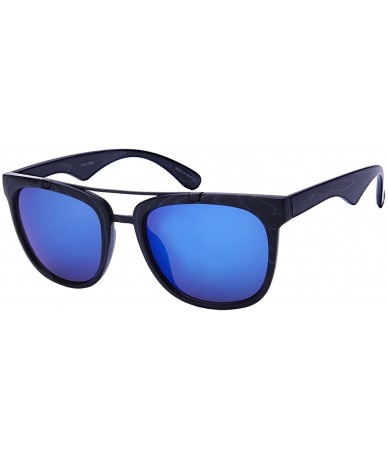 Aviator Horned Rim Aviators with Color Mirror Lens 540817WD-REV - Black - C012O8Z5515 $19.05