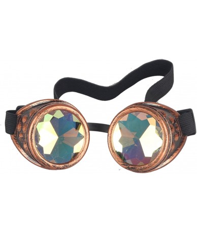 Wrap Kaleidoscope Steampunk Rave Glasses Goggles with Rainbow Crystal Glass Lens - Red Copper - CY12N13PVEO $19.45