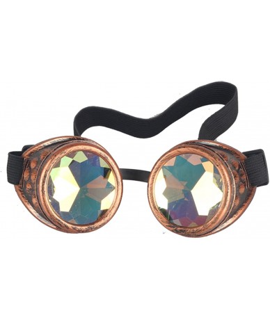 Wrap Kaleidoscope Steampunk Rave Glasses Goggles with Rainbow Crystal Glass Lens - Red Copper - CY12N13PVEO $9.59