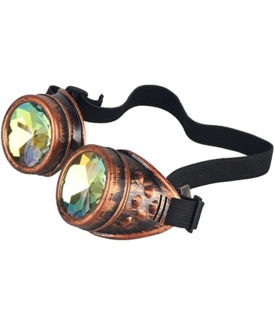 Wrap Kaleidoscope Steampunk Rave Glasses Goggles with Rainbow Crystal Glass Lens - Red Copper - CY12N13PVEO $9.59