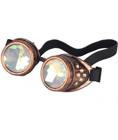 Wrap Kaleidoscope Steampunk Rave Glasses Goggles with Rainbow Crystal Glass Lens - Red Copper - CY12N13PVEO $9.59