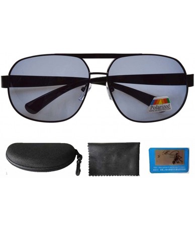 Aviator Pilot Polarized Sunglasses Night Vision Driving Glasses Include Case - Black - CZ11MAEFEE7 $17.35