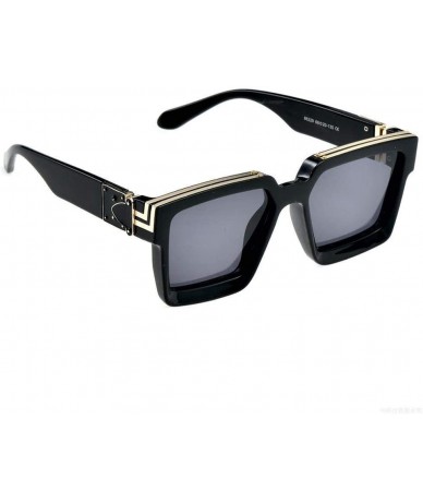 Square Square Luxury Sunglasses Men Women Fashion UV400 Glasses (Color C1 Black Black) - C1 Black Black - CL199H229GH $47.41