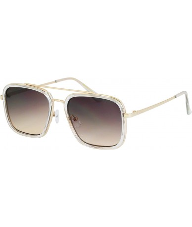 Aviator Vintage Retro Aviator Square Sunglasses for Men Women Metal Frame Brand Designer Classic Tony Stark Sunglasses - CK18...