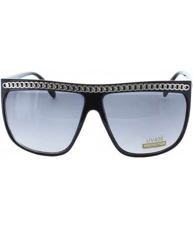 Shield Eyewear Gold Chain Accents 58mm Shield Sunglasses in Black-silver - CW11LMULOH7 $18.29