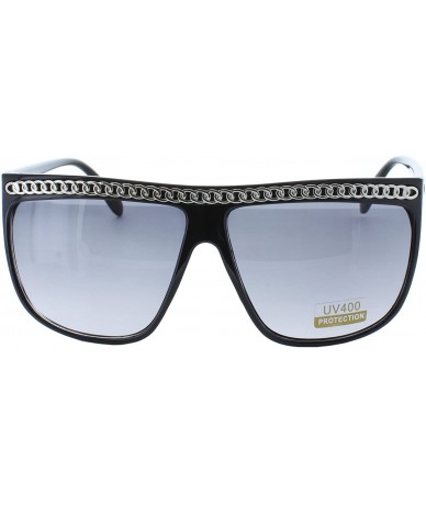 Shield Eyewear Gold Chain Accents 58mm Shield Sunglasses in Black-silver - CW11LMULOH7 $8.15