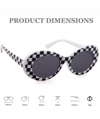 Goggle UV400 Clout Goggles Bold Retro Oval Mod Thick Frame Sunglasses - Checkered White - CE18D334CQH $10.08