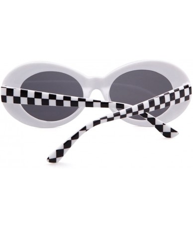 Goggle UV400 Clout Goggles Bold Retro Oval Mod Thick Frame Sunglasses - Checkered White - CE18D334CQH $10.08