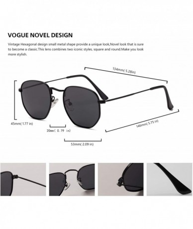 Sport Hipster Hexagonal Polarized Sunglasses Men Women Geometric Square Small Vintage Metal Frame Retro Shade Glasses - CY18M...