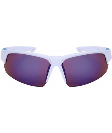Sport Semi Rimless Action Sports Sunglasses with Color Mirrored Lens 570075-REV - White - CV12DSGYX6V $10.66