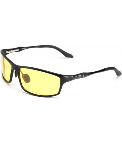 Square HD Vision Night Driving Glasses For Men Polarized Anti-glare Glasses - Black - C718AKMUGGR $52.01