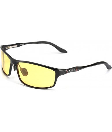 Square HD Vision Night Driving Glasses For Men Polarized Anti-glare Glasses - Black - C718AKMUGGR $33.78