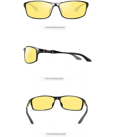 Square HD Vision Night Driving Glasses For Men Polarized Anti-glare Glasses - Black - C718AKMUGGR $33.78