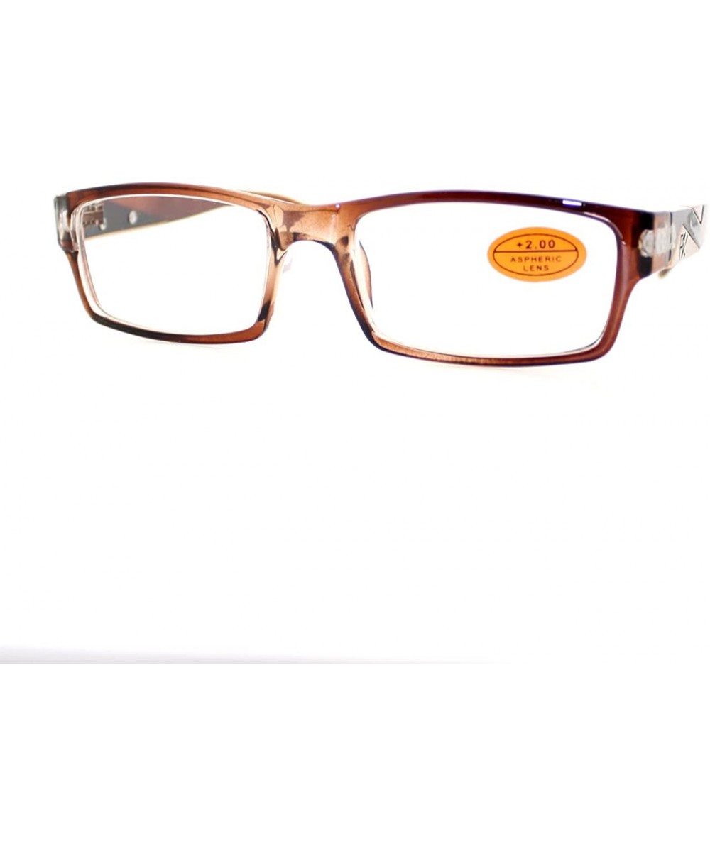 Rectangular Pablo Zanetti Reading Glasses Aspheric Lens Rectangular 53-19-140 - Brown - CH11W66FJJZ $8.49