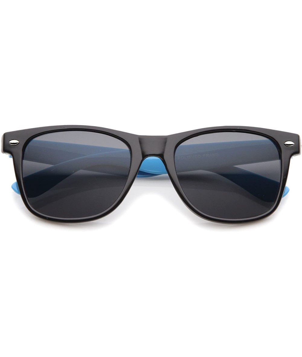 Wayfarer Classic Retro Two-Toned Neon Color Temple Horn Rimmed Sunglasses 54mm - Shiny Black-blue / Smoke - CH12K5F7D51 $10.89