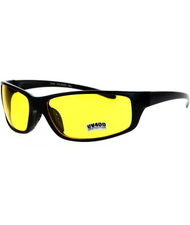Wrap Yellow Lens Sunglasses Wrap Around Oval Rectangular Frame Black UV 400 - CE186RQDSZ0 $20.23