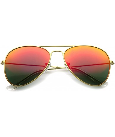 Oversized Premium Flash Mirror Lens Aviator Sunglasses (Nickel Plated Metal Frame) - Gold / Red Mirror - CQ12CIGLLPD $28.37
