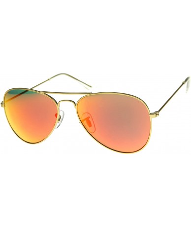 Oversized Premium Flash Mirror Lens Aviator Sunglasses (Nickel Plated Metal Frame) - Gold / Red Mirror - CQ12CIGLLPD $18.40