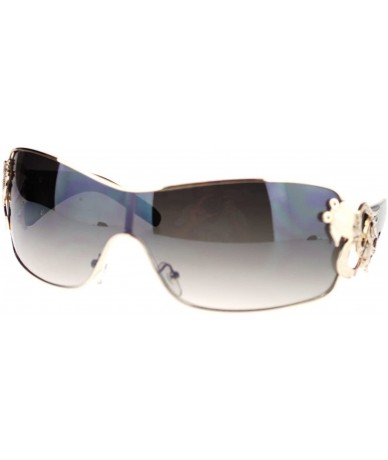 Shield Womens Shield Sunglasses Oversized Rectangular Heart Design - Black Gold - C612CLAPKQ1 $14.14
