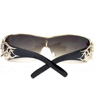Shield Womens Shield Sunglasses Oversized Rectangular Heart Design - Black Gold - C612CLAPKQ1 $14.14