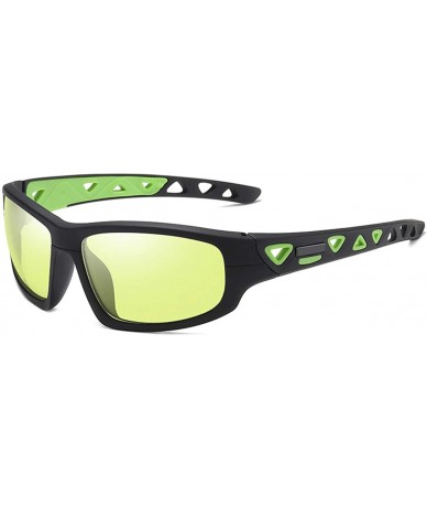 Sport Mens Polarized Photochromic Sports Sunglasses Cycling Sun Glasses Eyewear - Black Green 2 - CL190ELLGI6 $23.86
